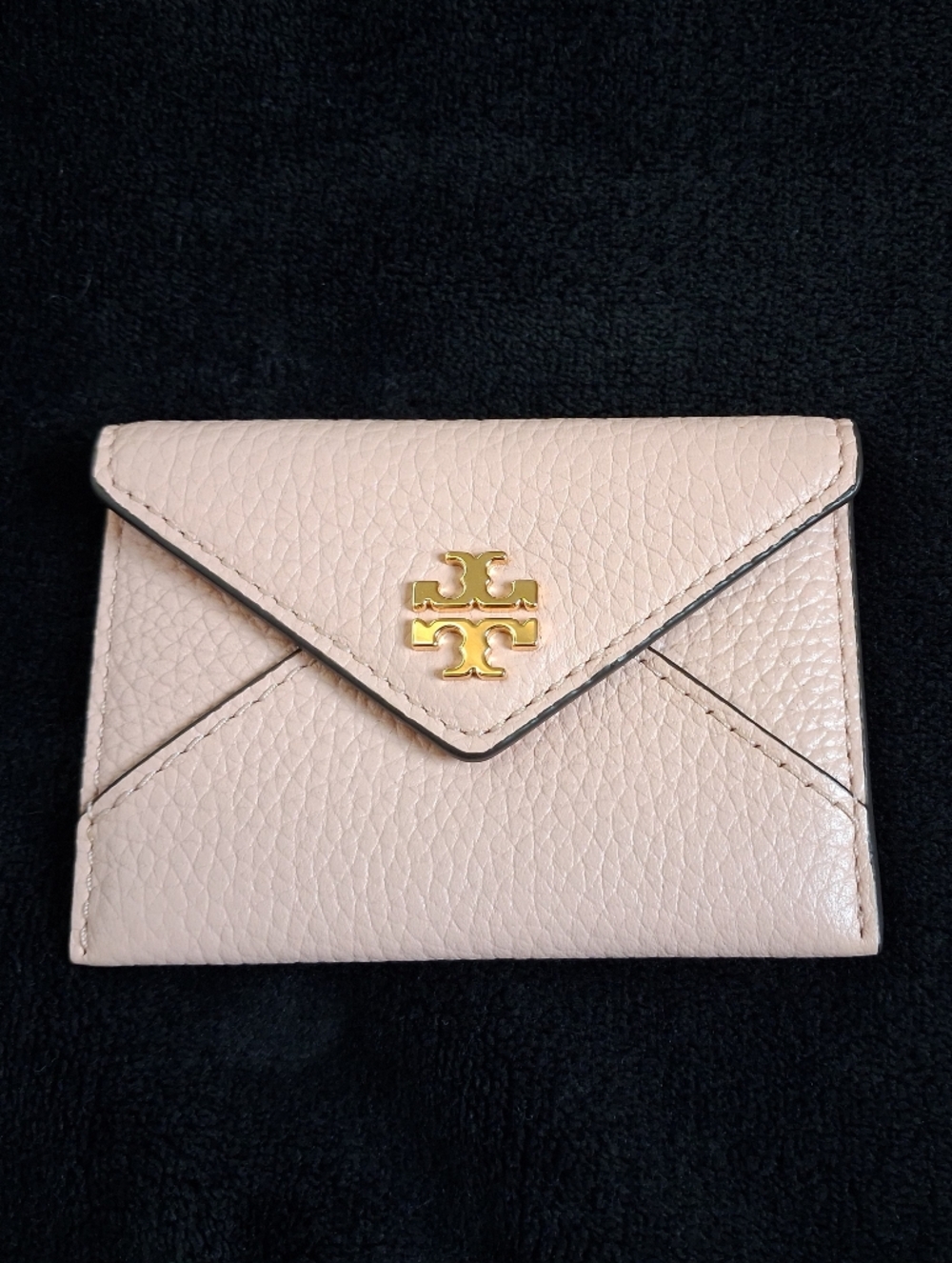 NEW Tory Burch Carter Pebbled Leather Card Wallet in Baby Pink